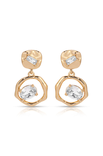 Organic Shape Crystal Earrings - Clear Crystal with 18k Gold Plating | Ettika