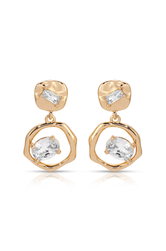 Organic Shape Crystal Earrings - Clear Crystal with 18k Gold Plating | Ettika