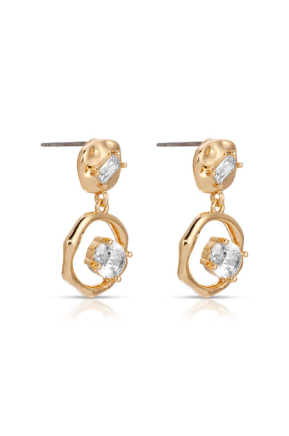 Organic Shape Crystal Earrings - Clear Crystal with 18k Gold Plating | Ettika