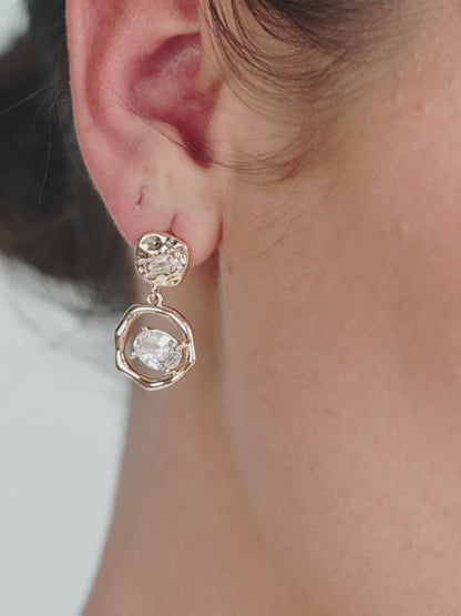 Organic Shape Crystal Earrings - Clear Crystal with 18k Gold Plating | Ettika