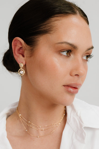 Organic Shape Crystal Earrings - Clear Crystal with 18k Gold Plating | Ettika