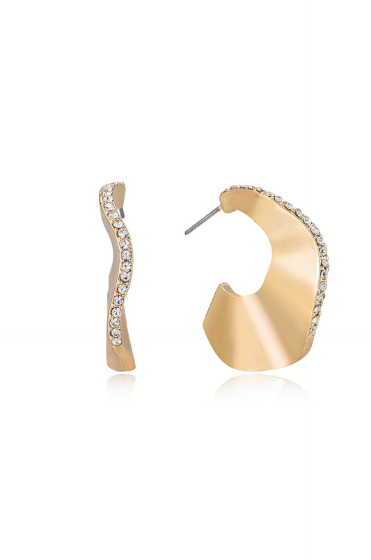 Ripple Pave Hoops - Clear Crystals | Ettika
