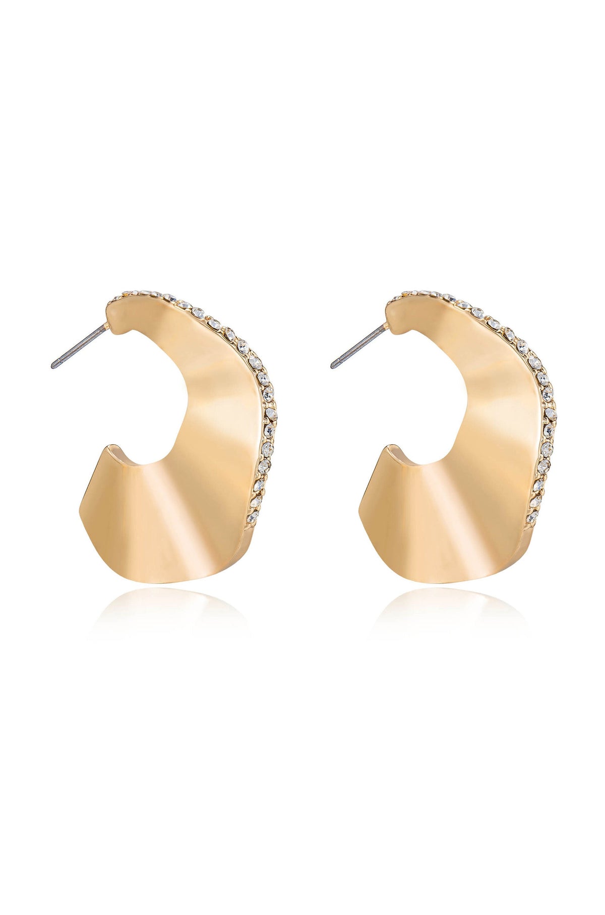Ripple Pave Hoops - Clear Crystals | Ettika