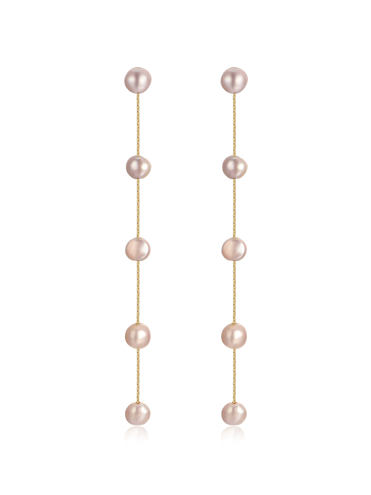 Dripping Pearl Delicate Drop Earrings - Blush Pearl with 18k Gold Plating | Ettika