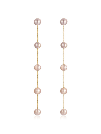 Dripping Pearl Delicate Drop Earrings - Blush Pearl with 18k Gold Plating | Ettika