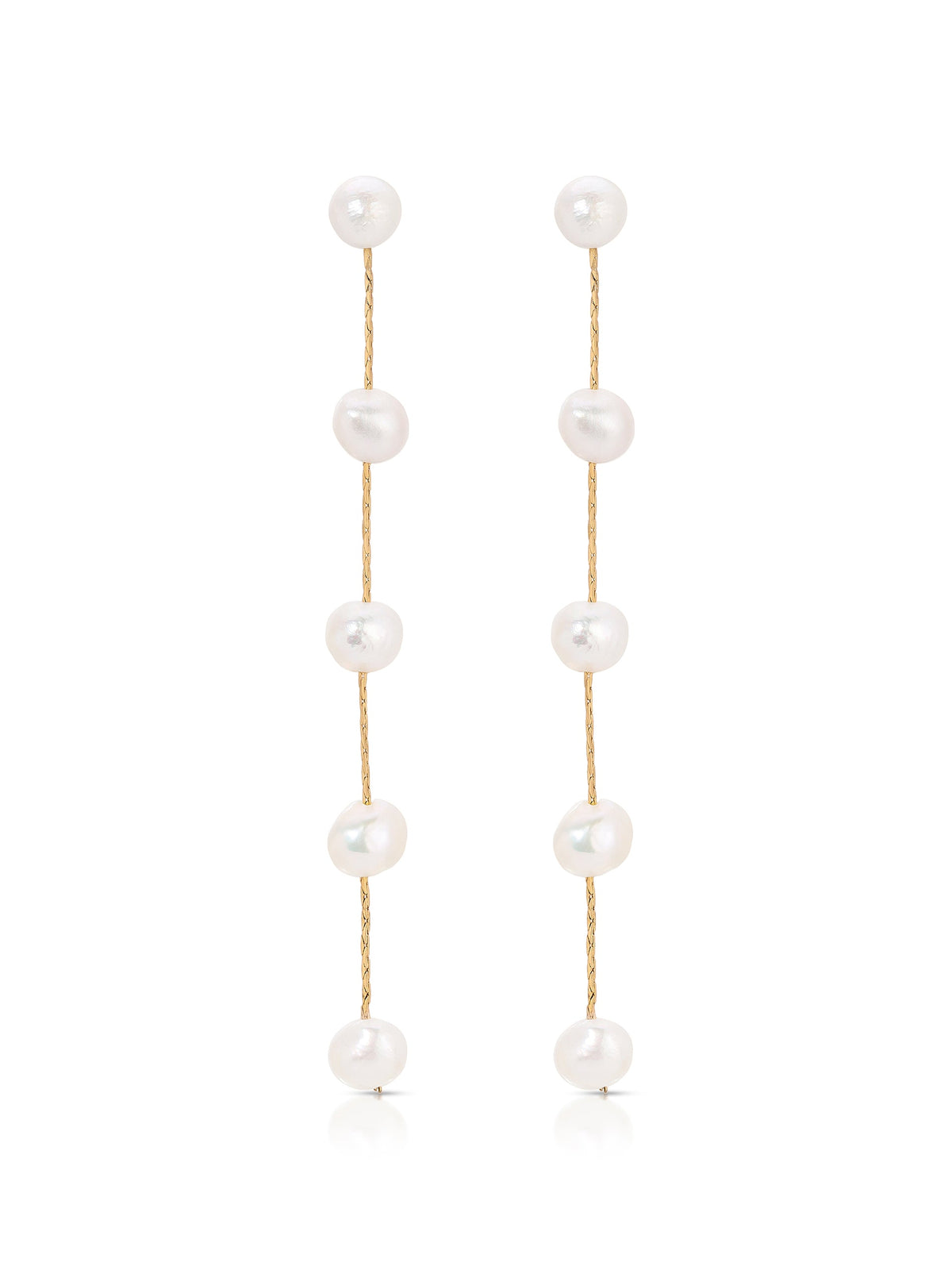 Dripping Pearl Delicate Drop Earrings - Blush Pearl with 18k Gold Plating | Ettika