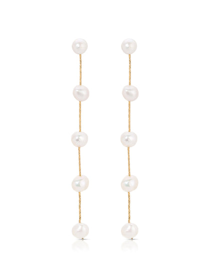 Dripping Pearl Delicate Drop Earrings - Blush Pearl with 18k Gold Plating | Ettika