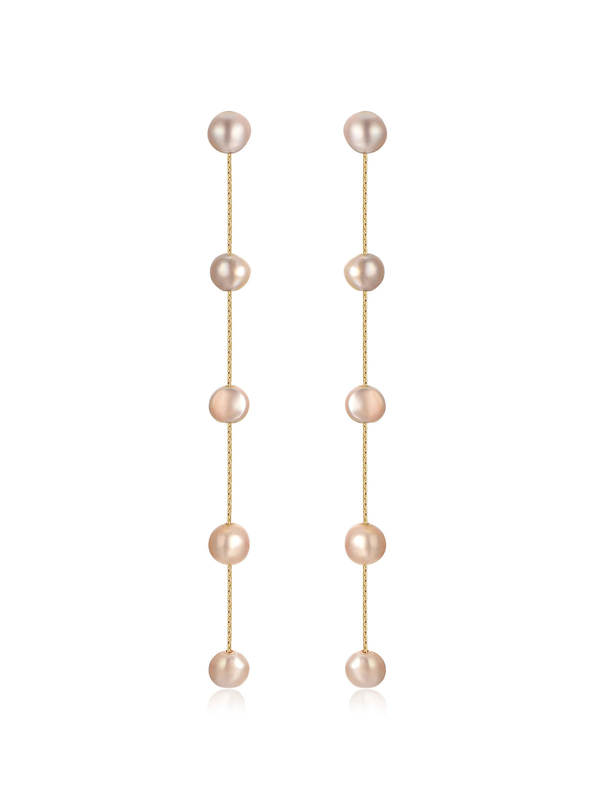 Dripping Pearl Delicate Drop Earrings - Blush Pearl with 18k Gold Plating | Ettika