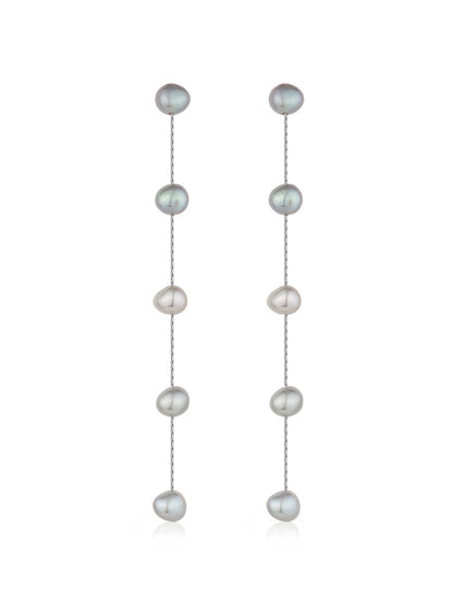 Dripping Pearl Delicate Drop Earrings - Blush Pearl with 18k Gold Plating | Ettika