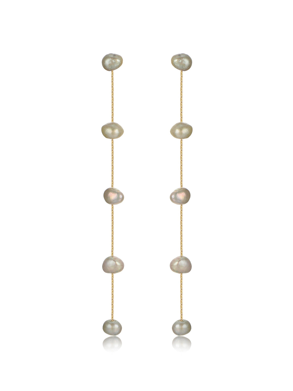 Dripping Pearl Delicate Drop Earrings - Blush Pearl with 18k Gold Plating | Ettika