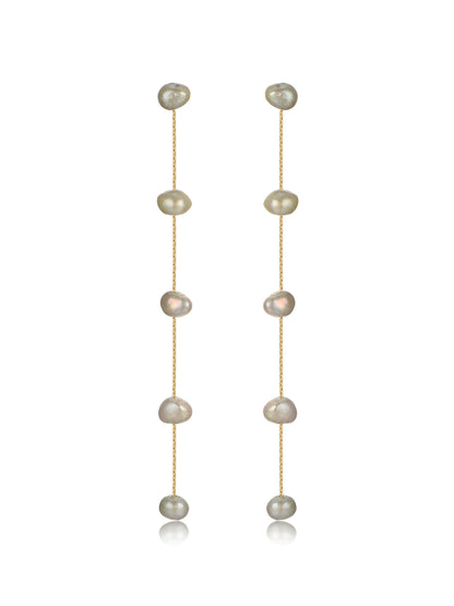Dripping Pearl Delicate Drop Earrings - Blush Pearl with 18k Gold Plating | Ettika