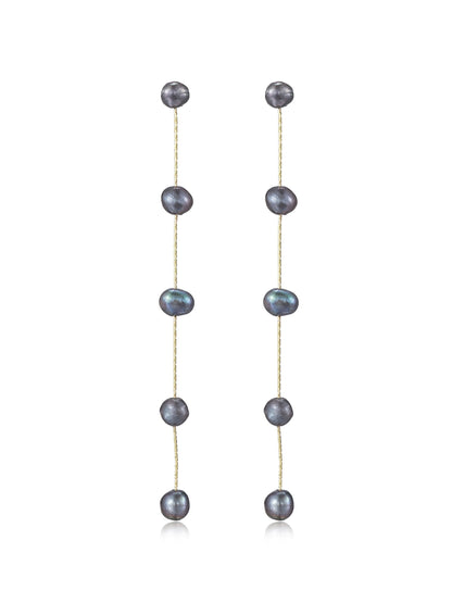 Dripping Pearl Delicate Drop Earrings - Blush Pearl with 18k Gold Plating | Ettika