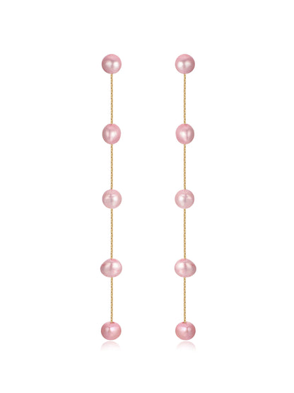 Dripping Pearl Delicate Drop Earrings - Blush Pearl with 18k Gold Plating | Ettika