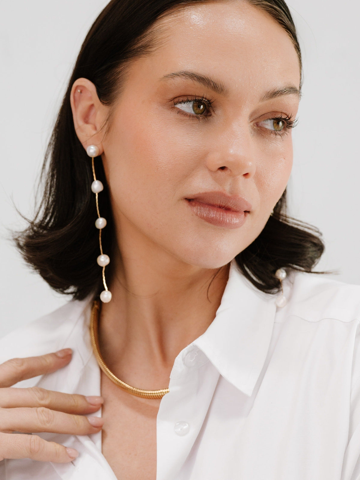 Dripping Pearl Delicate Drop Earrings - Blush Pearl with 18k Gold Plating | Ettika
