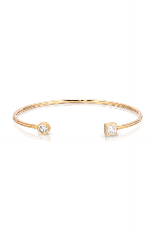 Crystal Shapes Bracelet Cuff - Clear Crystal with 18k Gold Plating | Ettika