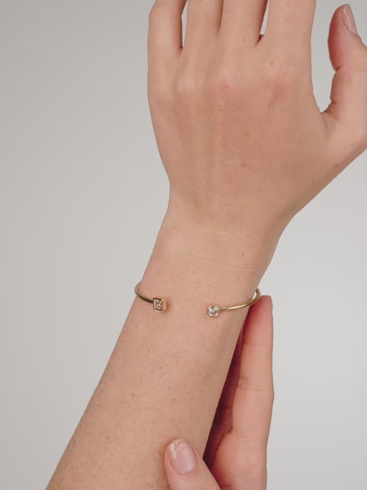 Crystal Shapes Bracelet Cuff - Clear Crystal with 18k Gold Plating | Ettika