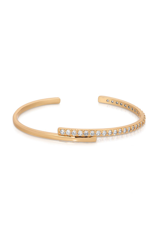 Half Classic Half Sparkle Bracelet Cuff - Clear Crystals | Ettika