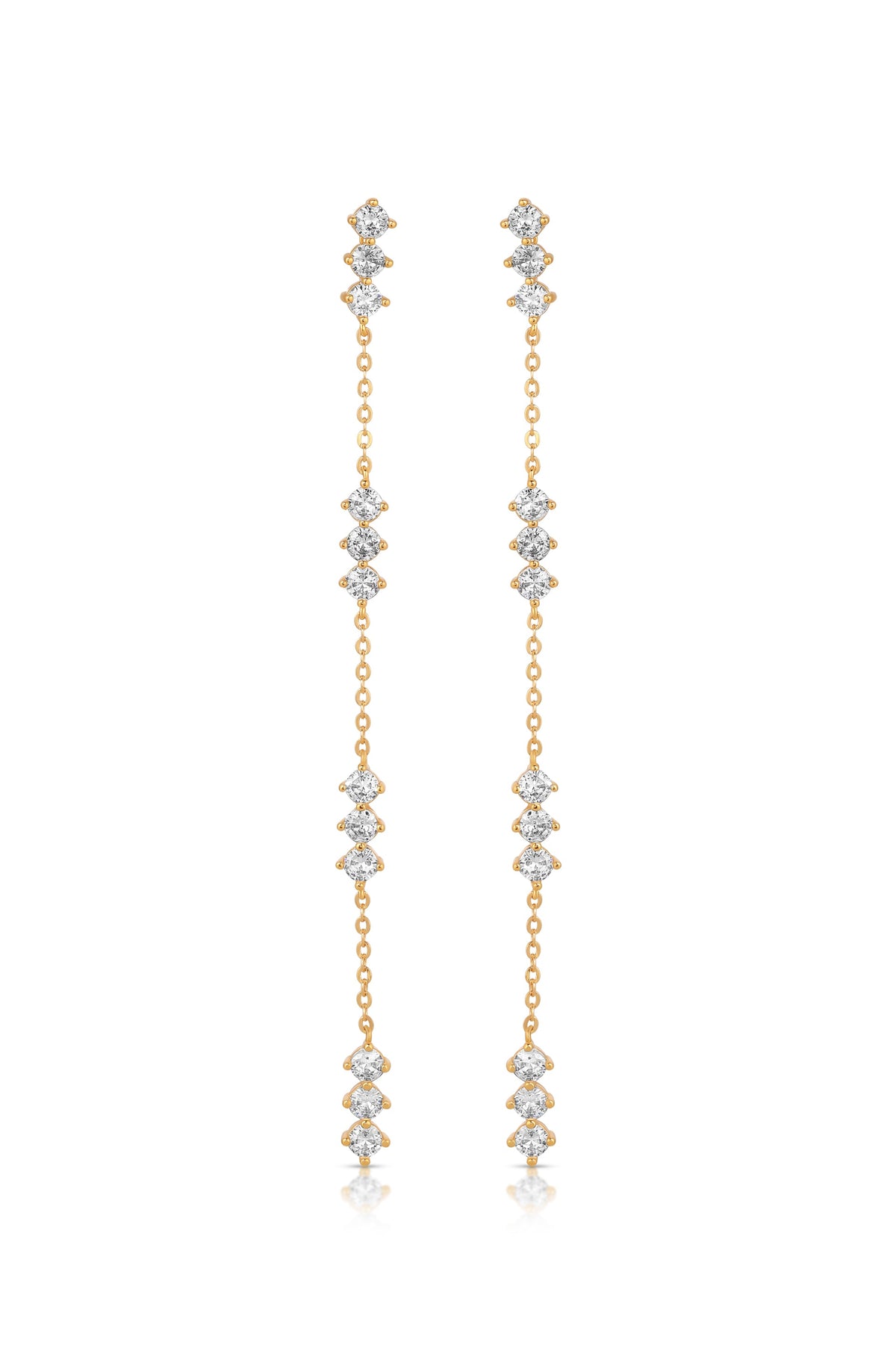 Linear Crystal Drop Earrings - Clear Crystals | Ettika