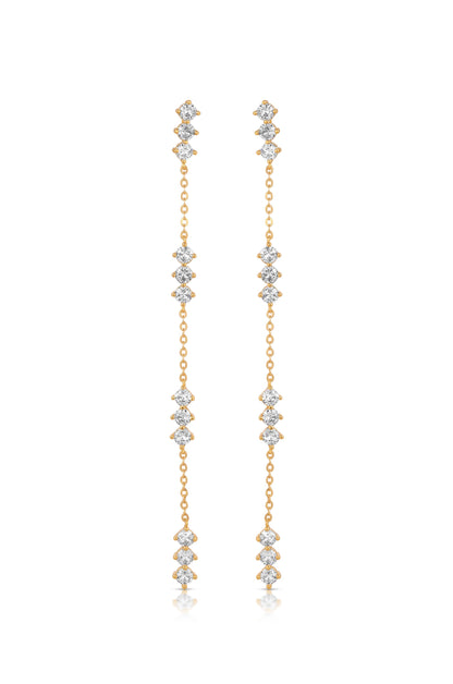 Linear Crystal Drop Earrings - Clear Crystals | Ettika