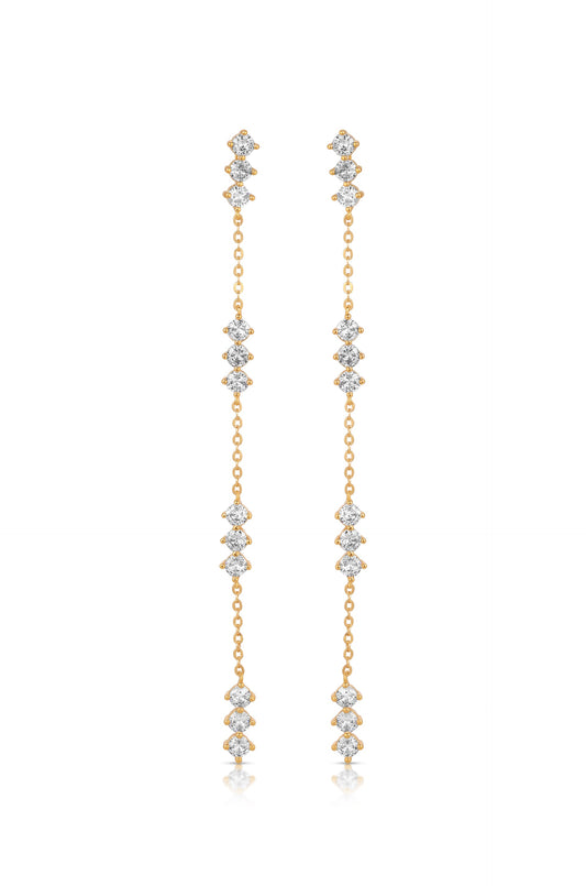 Linear Crystal Drop Earrings - Clear Crystals | Ettika