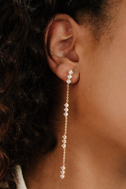 Linear Crystal Drop Earrings - Clear Crystals | Ettika