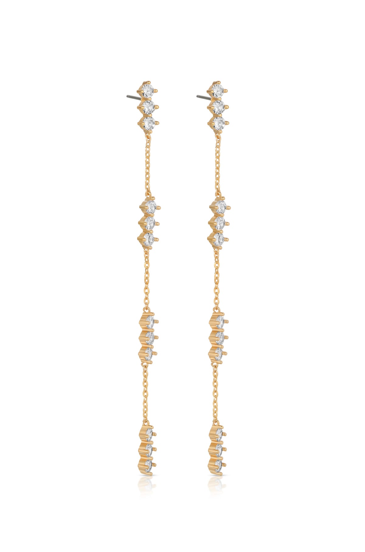 Linear Crystal Drop Earrings - Clear Crystals | Ettika