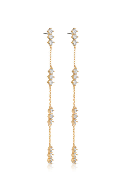 Linear Crystal Drop Earrings - Clear Crystals | Ettika