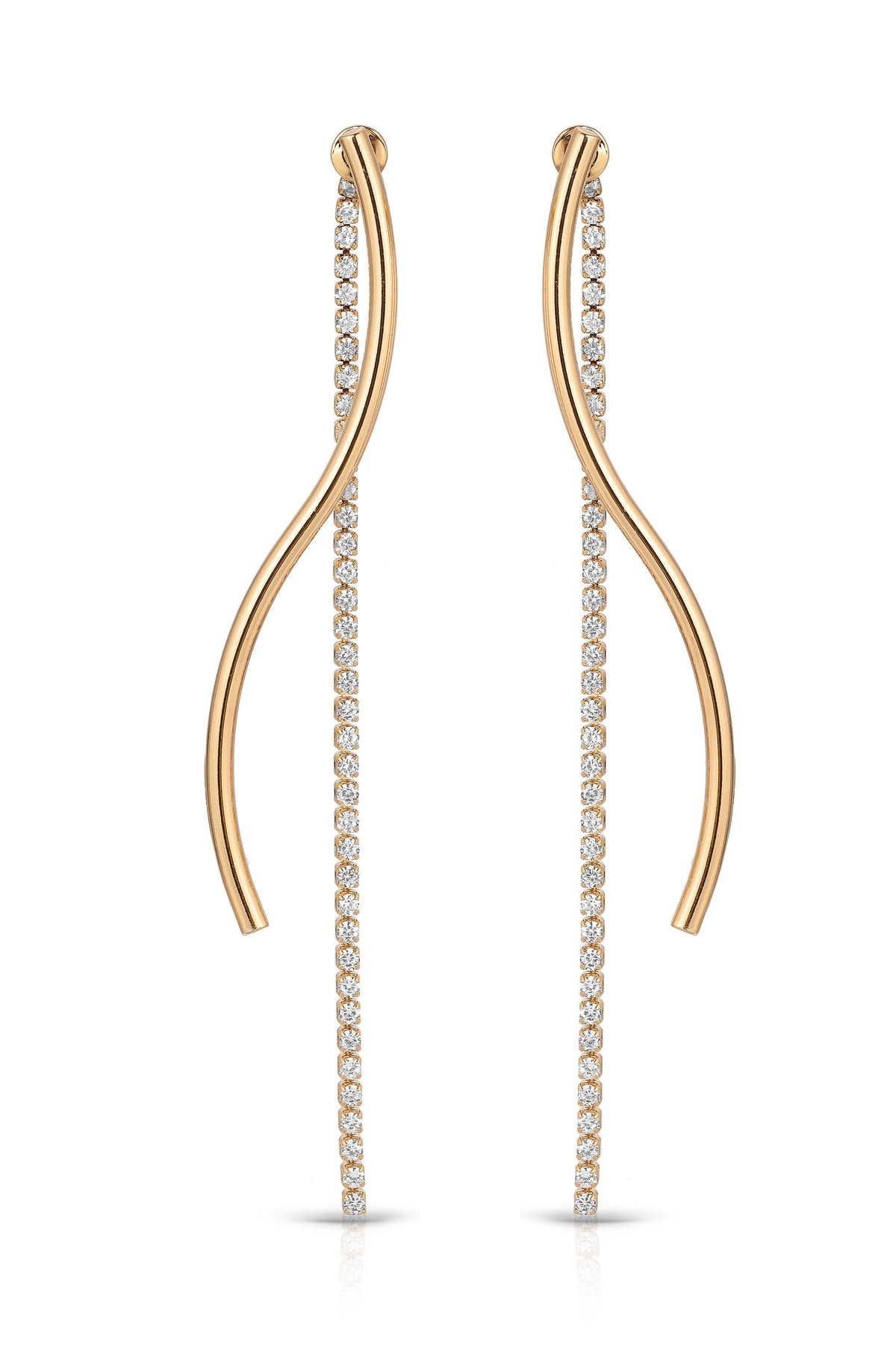 Spin Around Linear Dangle Earrings - Clear Crystals | Ettika