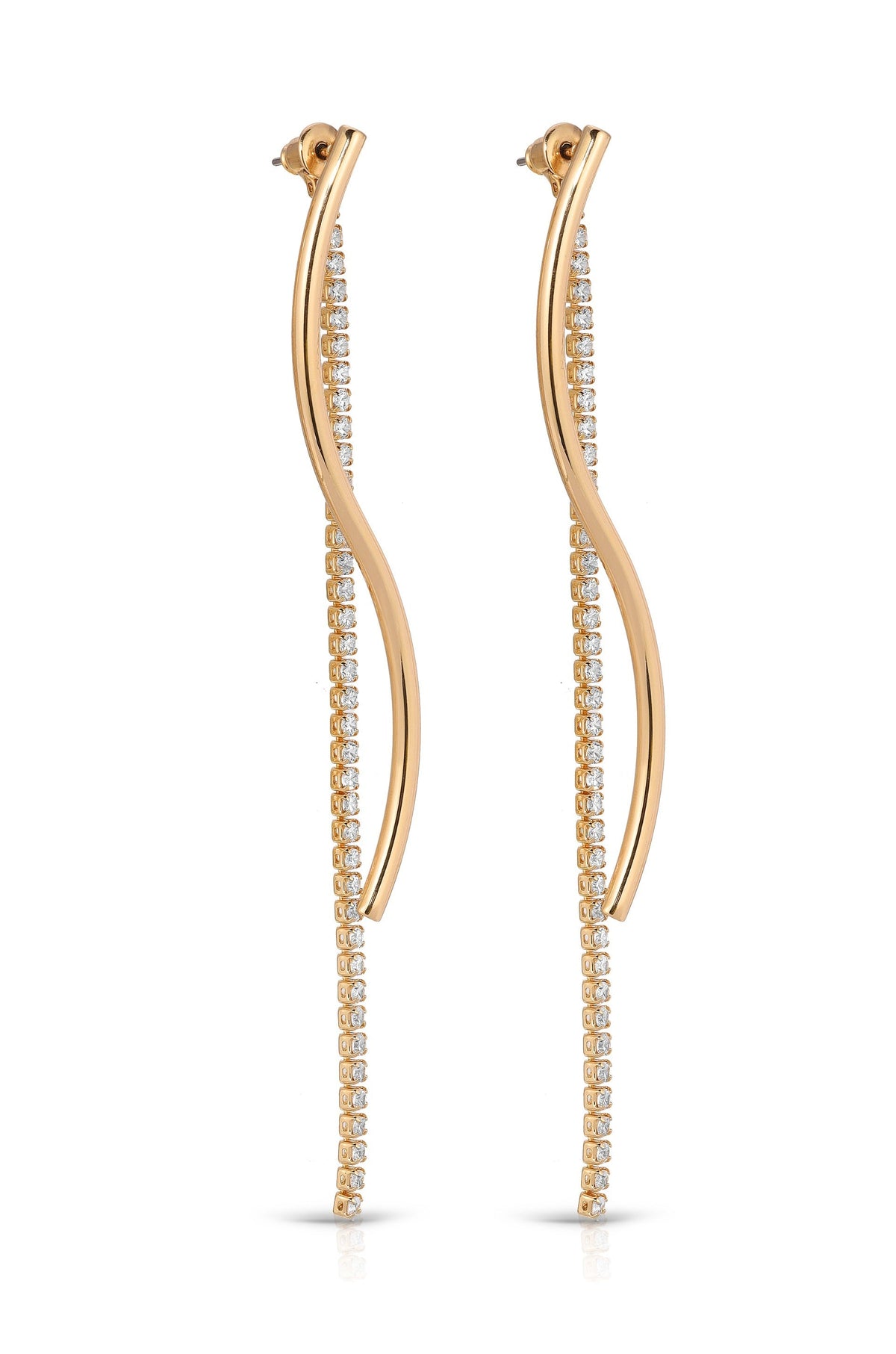 Spin Around Linear Dangle Earrings - Clear Crystals | Ettika