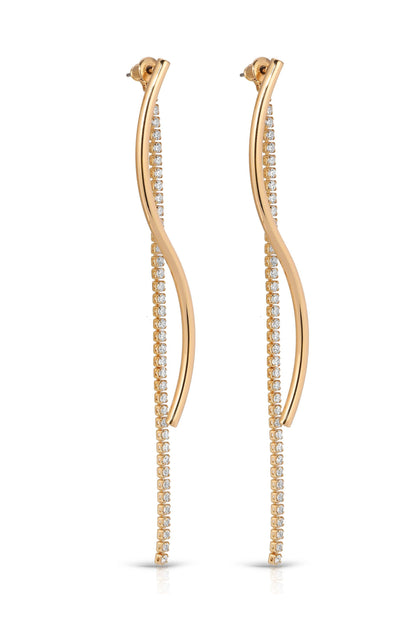 Spin Around Linear Dangle Earrings - Clear Crystals | Ettika