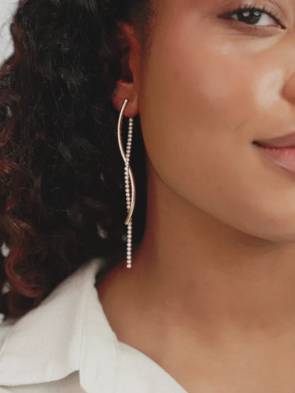 Spin Around Linear Dangle Earrings - Clear Crystals | Ettika