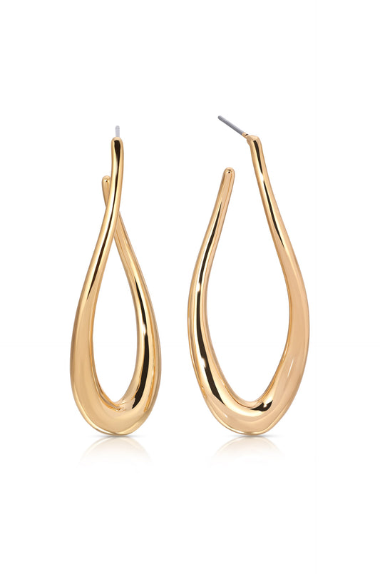 Oblong Abstract Hoop Earring - 18k Gold Plated | Ettika