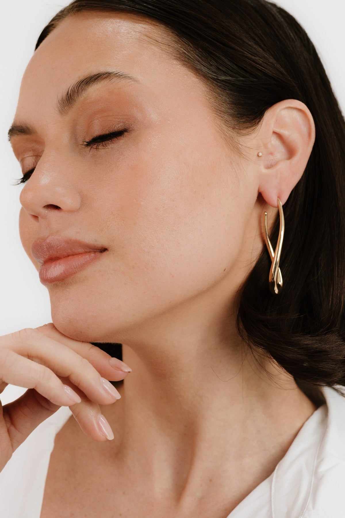 Oblong Abstract Hoop Earring - 18k Gold Plated | Ettika