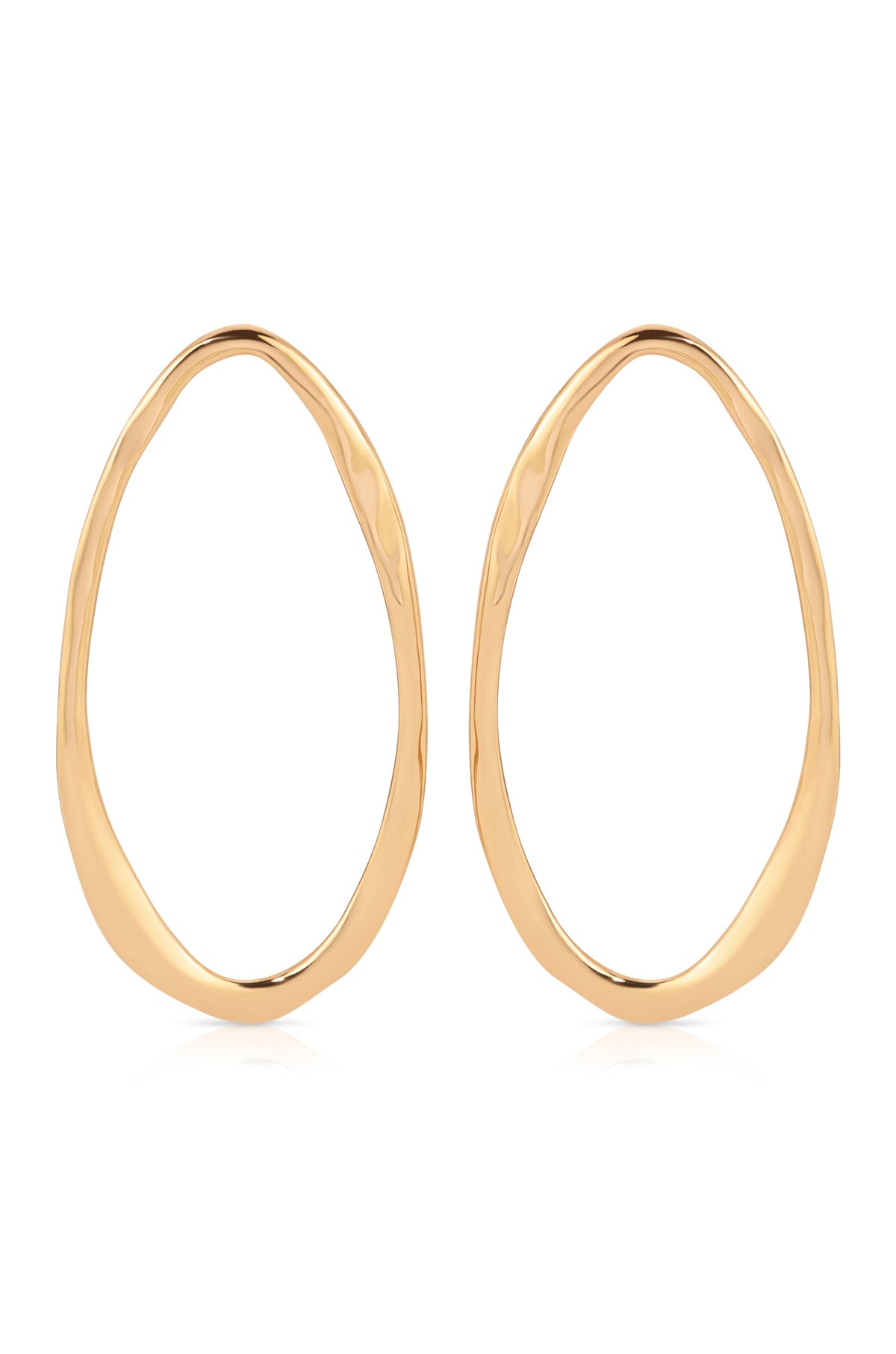 Hammered Large Oval Earrings - 18k Gold Plated | Ettika