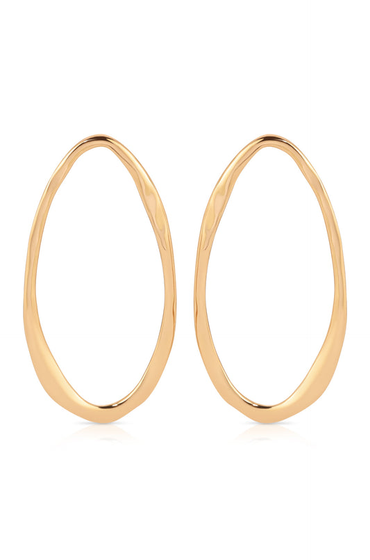 Hammered Large Oval Earrings - 18k Gold Plated | Ettika