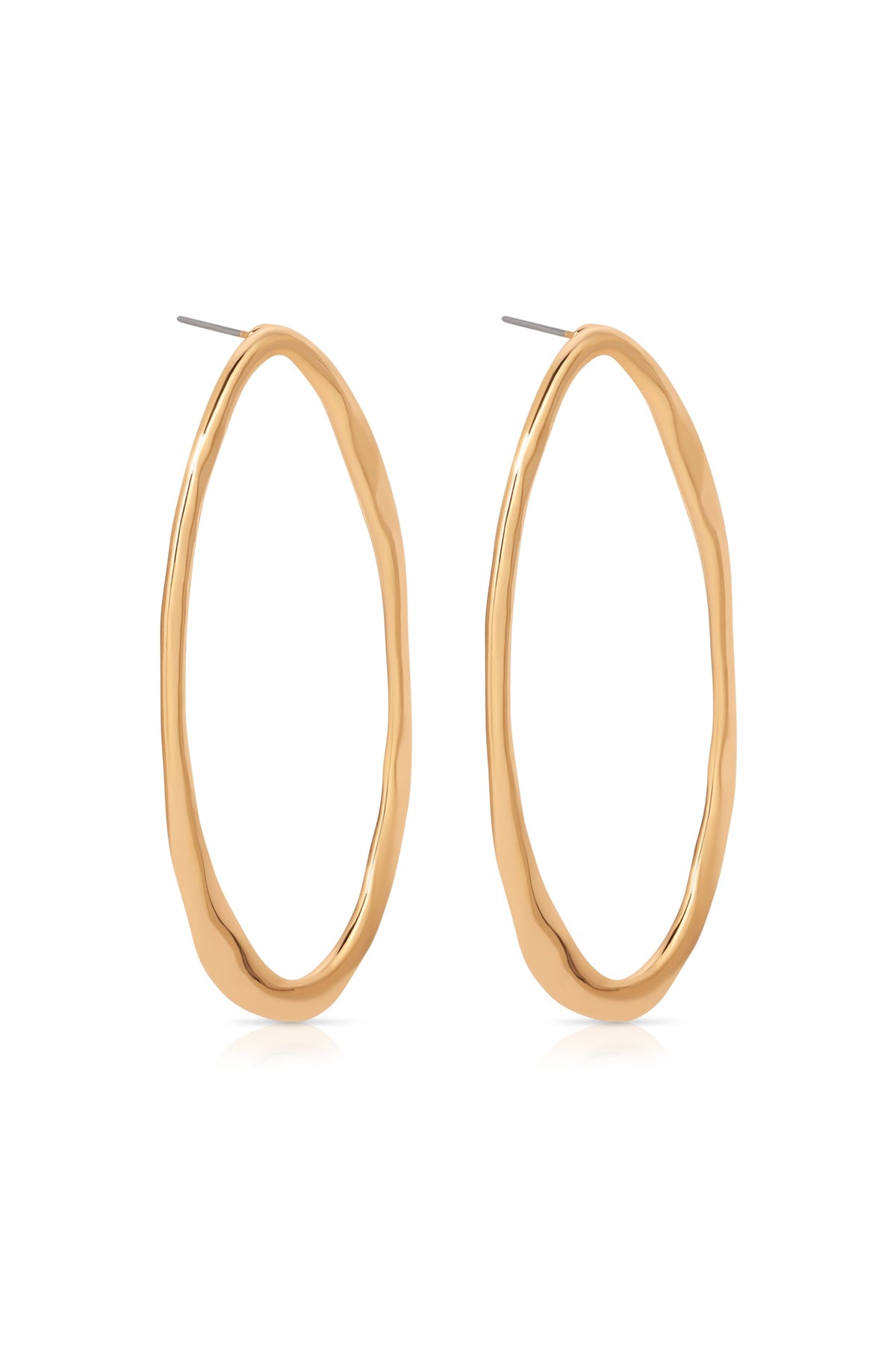 Hammered Large Oval Earrings - 18k Gold Plated | Ettika