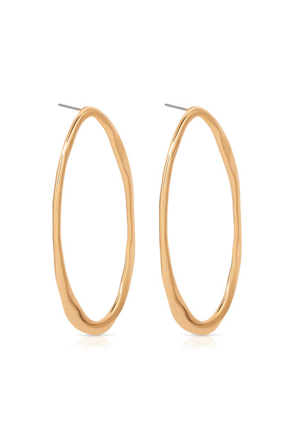 Hammered Large Oval Earrings - 18k Gold Plated | Ettika