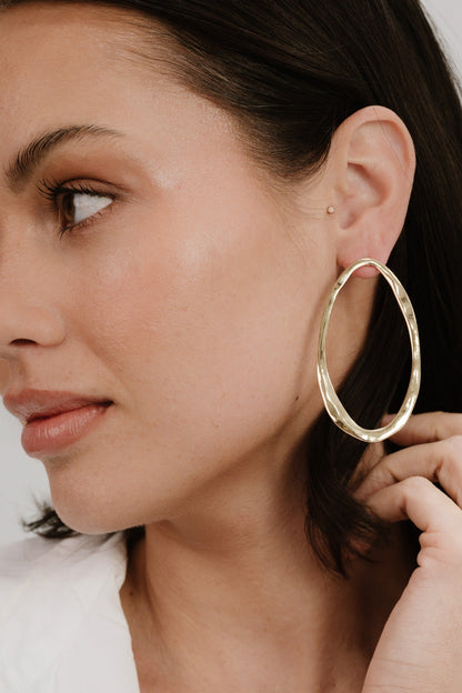 Hammered Large Oval Earrings - 18k Gold Plated | Ettika