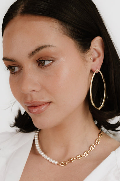 Hammered Large Oval Earrings - 18k Gold Plated | Ettika