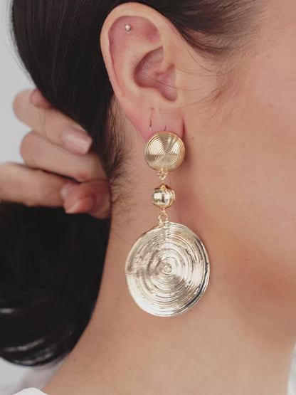 Swirl Pendant Dangle Earrings - 18k Gold Plated | Ettika