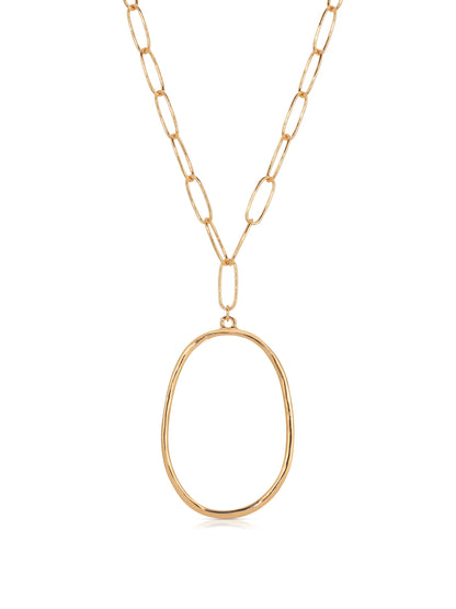 Large Oval Pendant Chain Link Necklace - 18k Gold Plated | Ettika