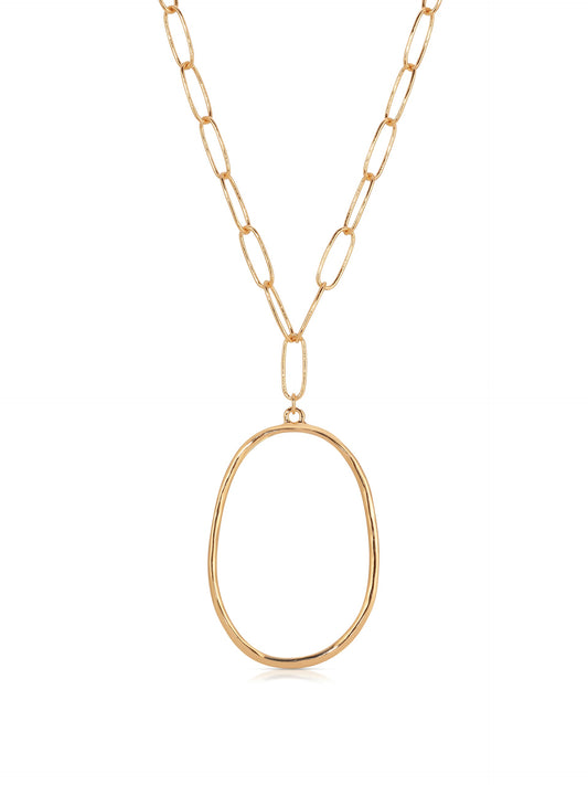 Large Oval Pendant Chain Link Necklace - 18k Gold Plated | Ettika