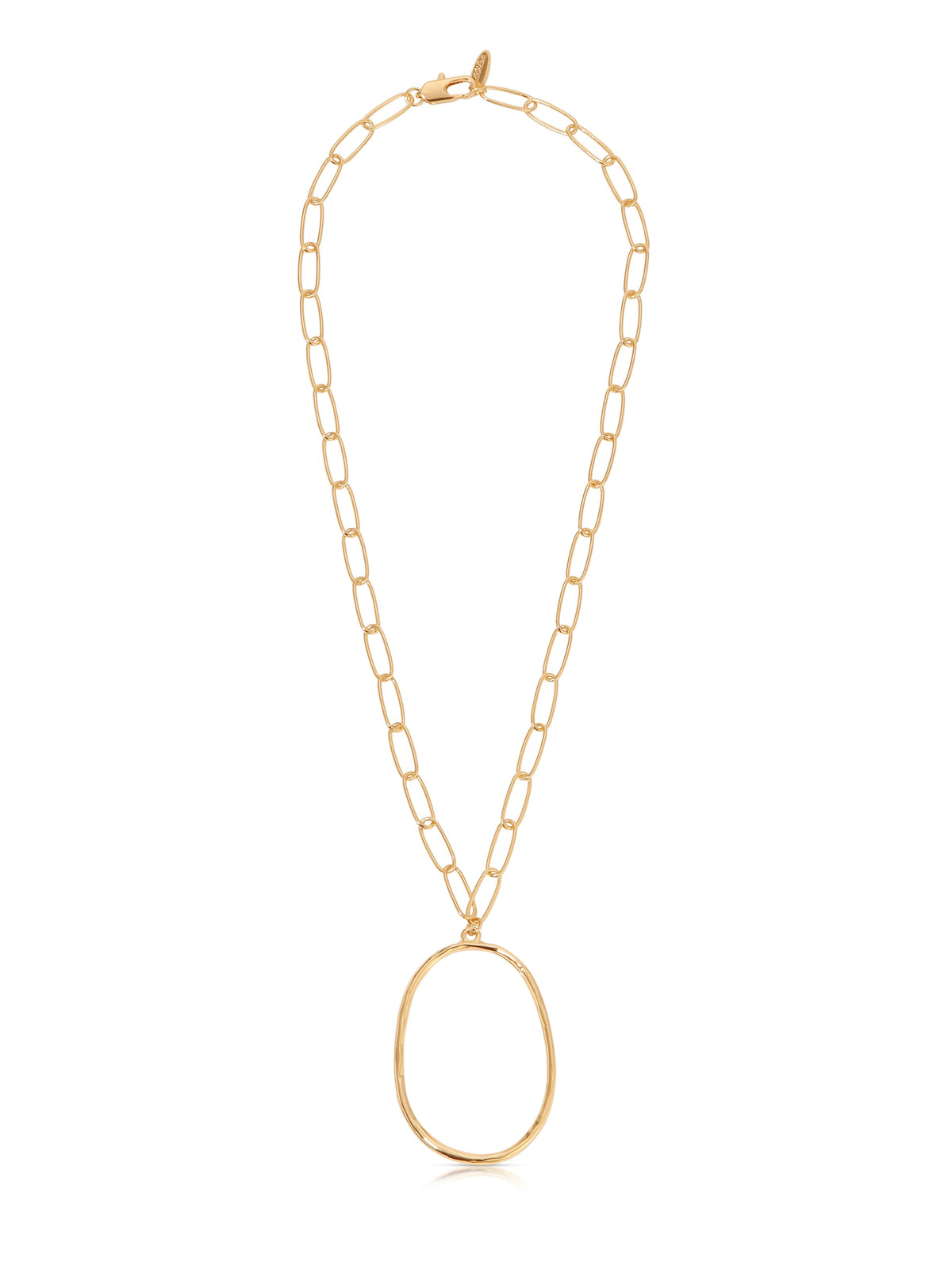 Large Oval Pendant Chain Link Necklace - 18k Gold Plated | Ettika