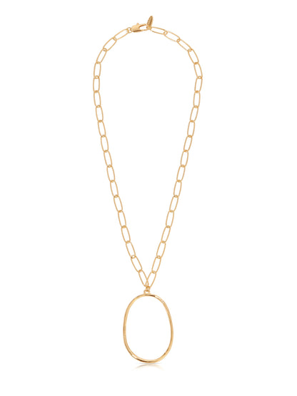 Large Oval Pendant Chain Link Necklace - 18k Gold Plated | Ettika