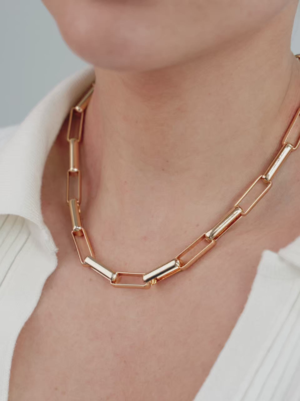 Rectangular Link Necklace - 18k Gold Plated | Ettika