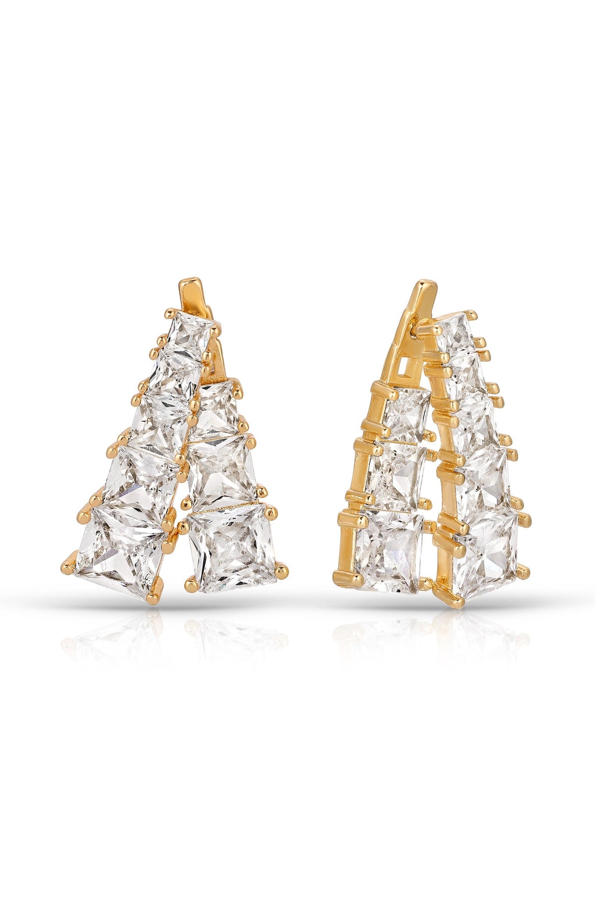 Front and Back Crystal Dangle Earrings - Clear Crystals | Ettika