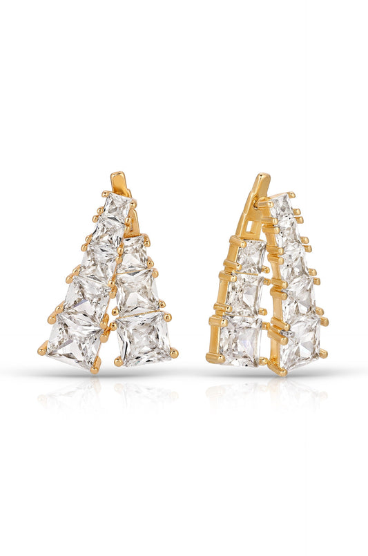 Front and Back Crystal Dangle Earrings - Clear Crystals | Ettika