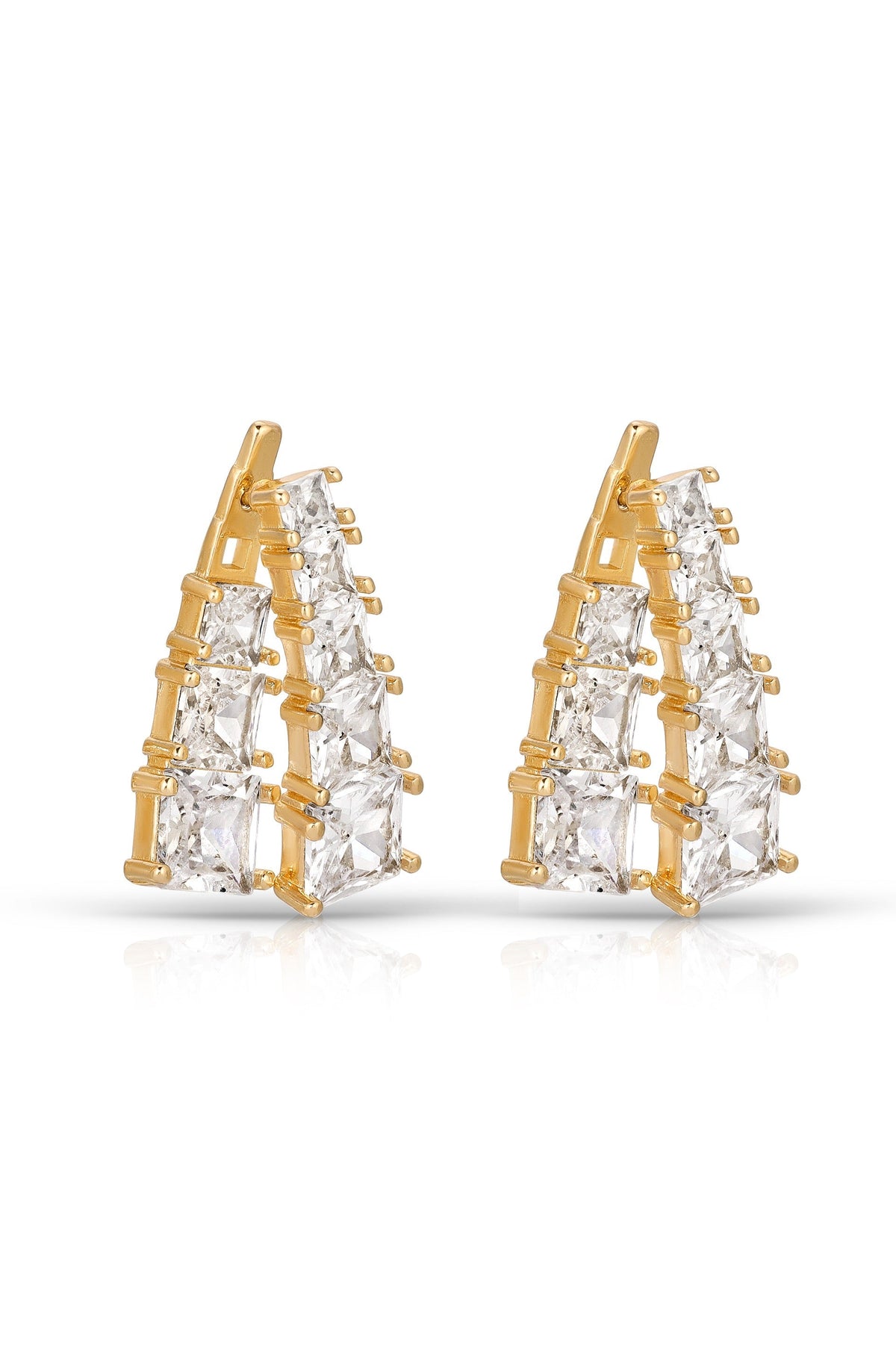 Front and Back Crystal Dangle Earrings - Clear Crystals | Ettika
