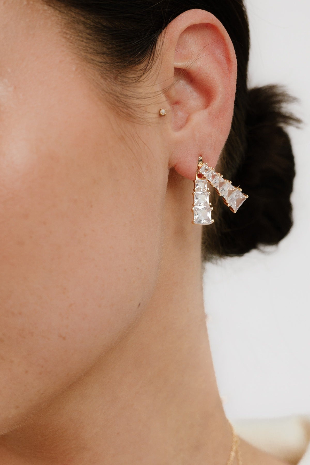 Front and Back Crystal Dangle Earrings - Clear Crystals | Ettika