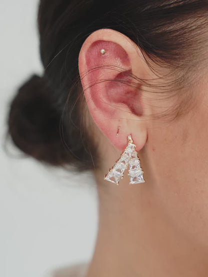 Front and Back Crystal Dangle Earrings - Clear Crystals | Ettika